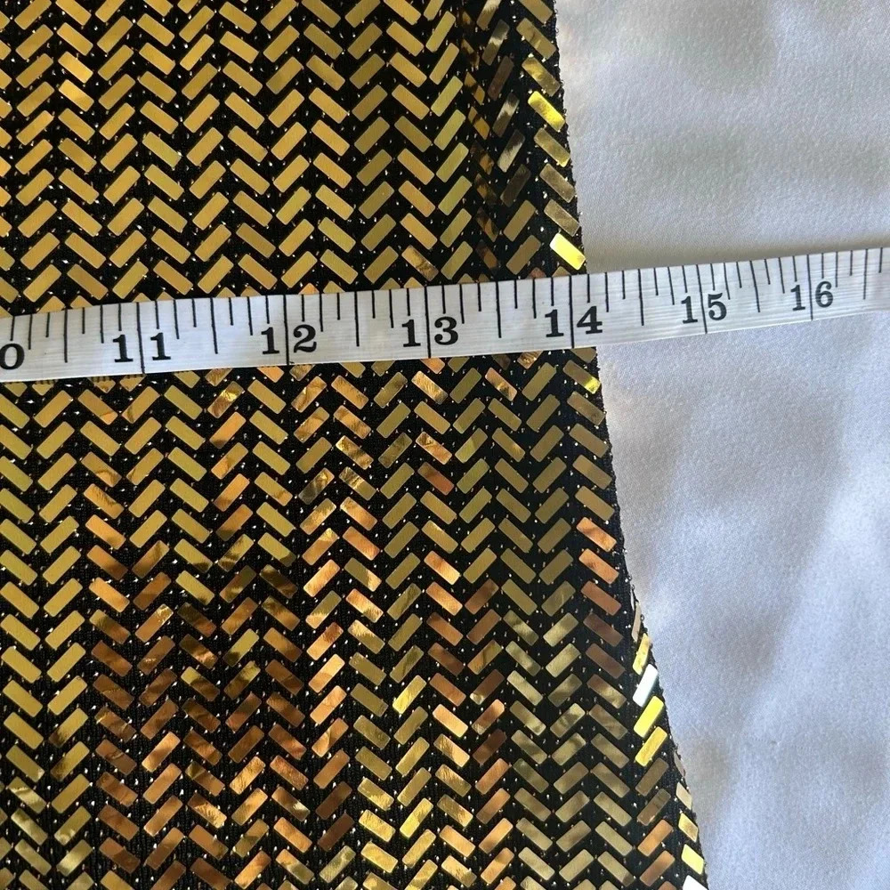 Naeem Khan Flutter Cap Sleeve Open Back Gold Sequ… - image 14